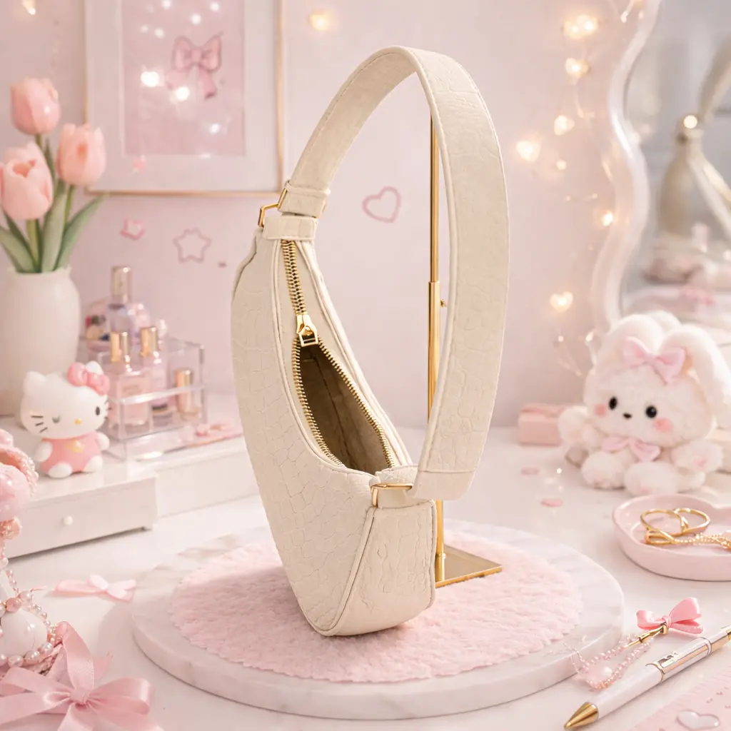 Sac beige zip doré
